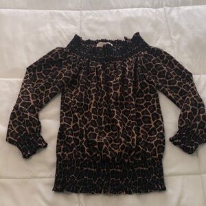 Michael Kors leopard- print off the shoulder top, size XS